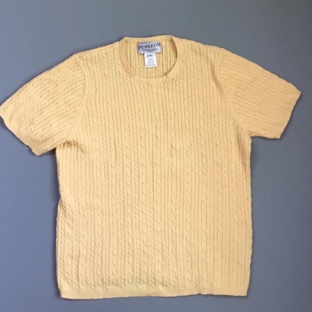 Pendleton Short Sleeve Cable Knit Sweater top Cotton